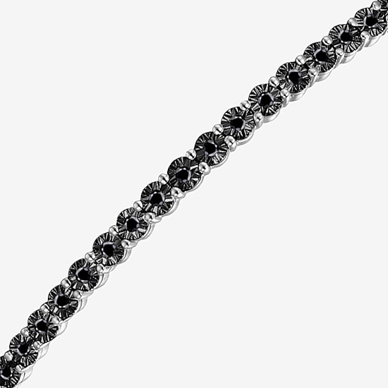 Womens 1/10 CT. T.W. Natural Black Diamond Sterling Silver Bolo Bracelet