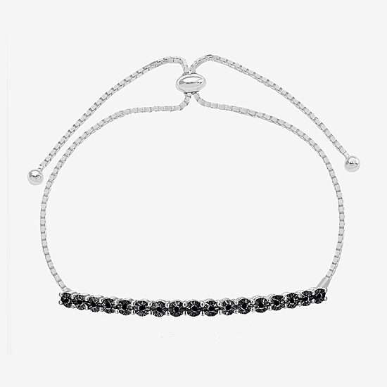 Womens 1/10 CT. T.W. Natural Black Diamond Sterling Silver Bolo Bracelet