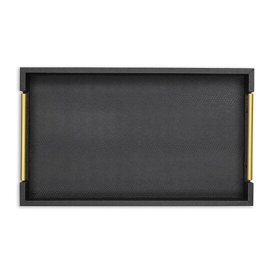Cheungs Black Faux Snakeskin Rectangular Decorative Tray