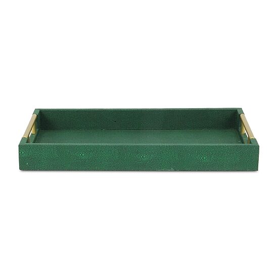 Cheungs Green Faux Shagreen Rectangular Decorative Tray