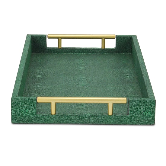 Cheungs Green Faux Shagreen Rectangular Decorative Tray