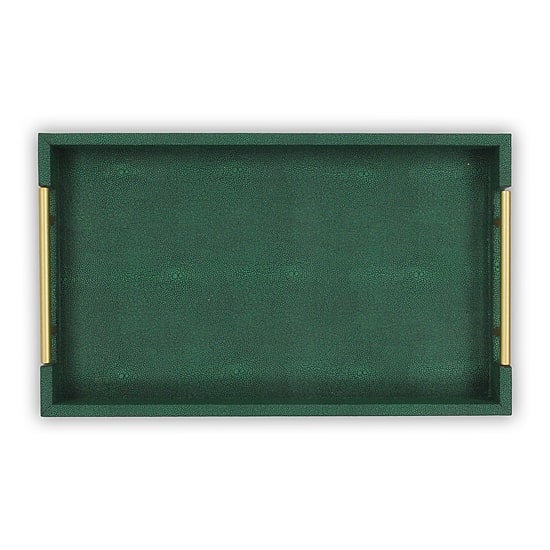 Cheungs Green Faux Shagreen Rectangular Decorative Tray