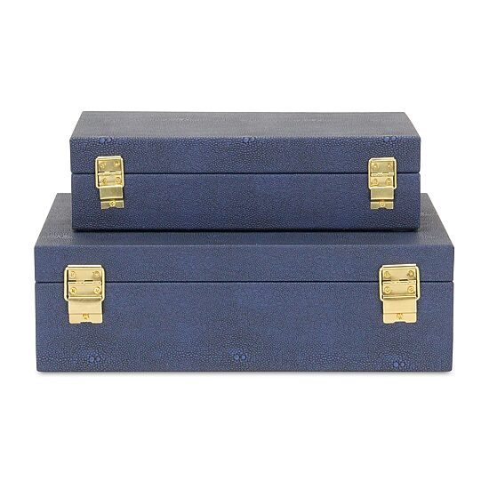 Cheungs Navy Blue Faux Shagreen Rectangular 2-pc. Decorative Box