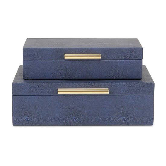 Cheungs Navy Blue Faux Shagreen Rectangular 2-pc. Decorative Box