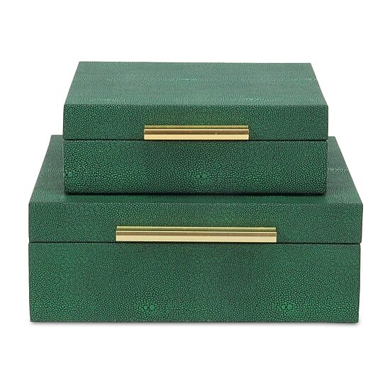 Cheungs Green Faux Shagreen Square 2-pc. Decorative Box