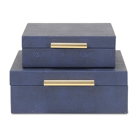 Cheungs Navy Blue Faux Shagreen Square 2-pc. Decorative Box