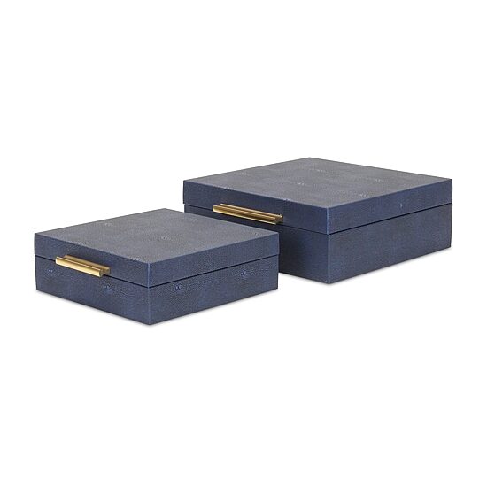 Cheungs Navy Blue Faux Shagreen Square 2-pc. Decorative Box