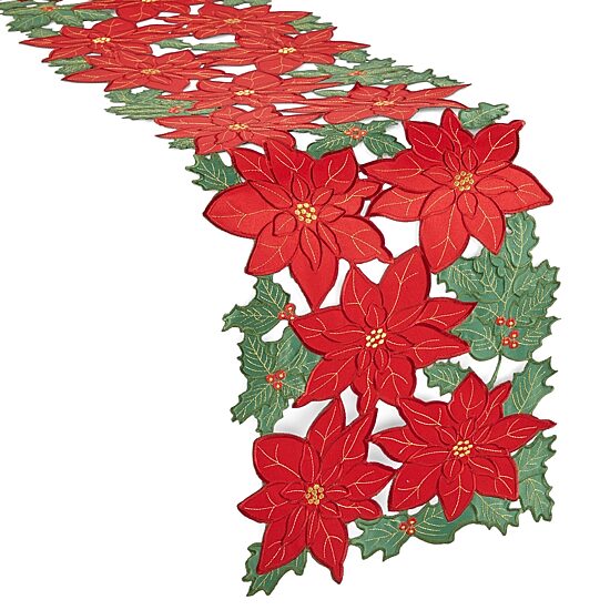 Homewear Portia Poinsettia Cutout Table Runner