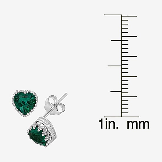 Lab-Created Emerald Sterling Silver Earrings