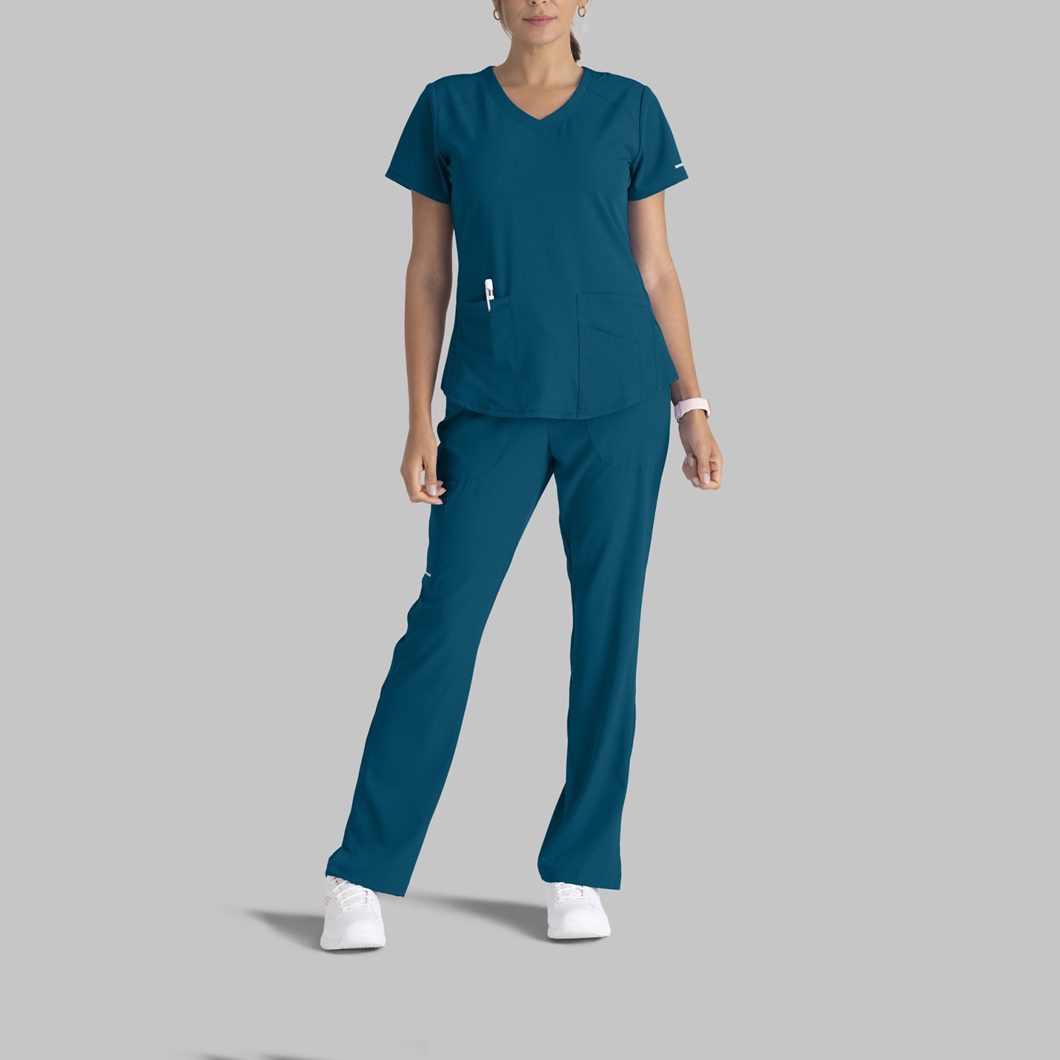 Skechers Sk101 Breeze 3-Pocket Curved Womens V Neck Short Sleeve Tag Free Scrub Top