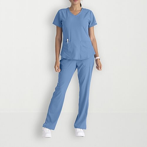 Skechers Sk101 Breeze 3-Pocket Curved Womens V Neck Short Sleeve Tag Free Scrub Top, 5x-large, Blue