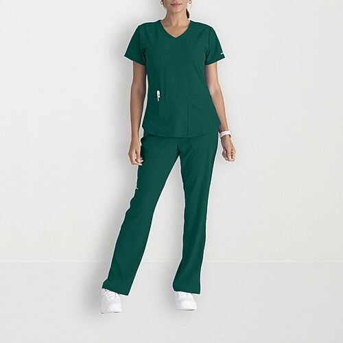 Skechers Sk101 Breeze 3-Pocket Curved Womens V Neck Short Sleeve Tag Free Scrub Top, 2x-large, Green