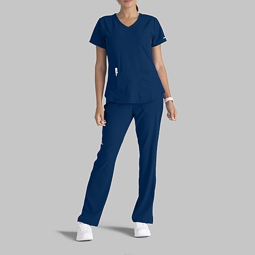 Skechers Sk101 Breeze 3-Pocket Curved Womens V Neck Short Sleeve Tag Free Scrub Top, 5x-large, Blue