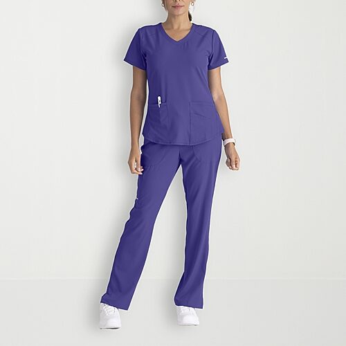Skechers Sk101 Breeze 3-Pocket Curved Womens V Neck Short Sleeve Tag Free Scrub Top, 5x-large, Purple