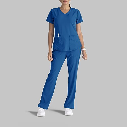 Skechers Sk101 Breeze 3-Pocket Curved Womens V Neck Short Sleeve Tag Free Scrub Top, 5x-large, Blue