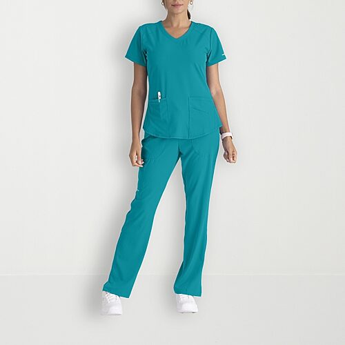 Skechers Sk101 Breeze 3-Pocket Curved Womens V Neck Short Sleeve Tag Free Scrub Top, 5x-large, Blue