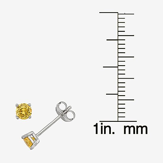 Lab Created Yellow Cubic Zirconia Sterling Silver 4mm Stud Earrings