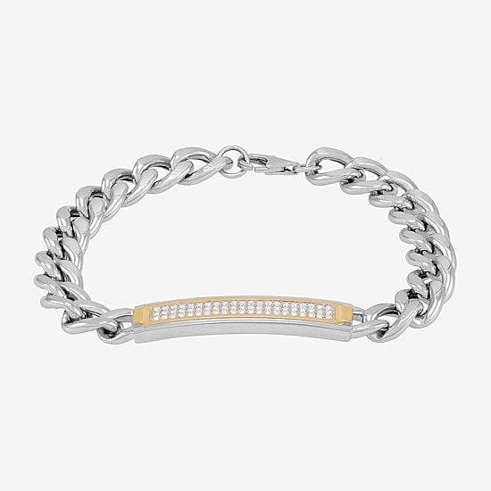 Mens 14K Gold Over Silver 8 1/2 Inch Hollow Curb Id Bracelet