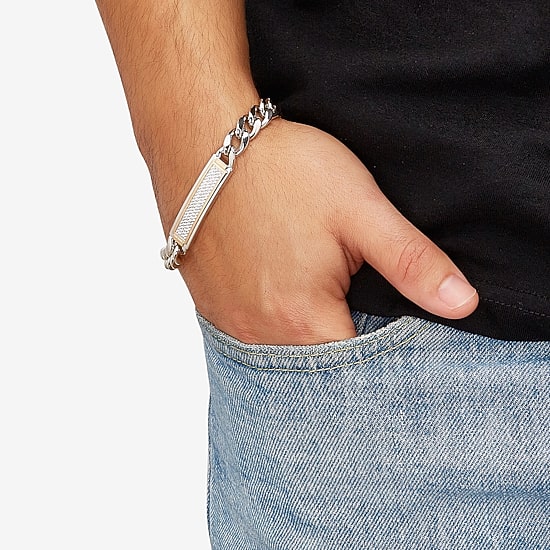 Mens 14K Gold Over Silver 8 1/2 Inch Hollow Curb Id Bracelet