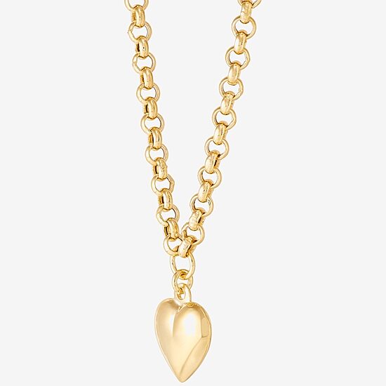 Womens 14K Gold Over Silver Heart 16 Inch Pendant Necklace