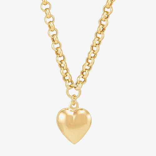 Womens 14K Gold Over Silver Heart 16 Inch Pendant Necklace, One Size