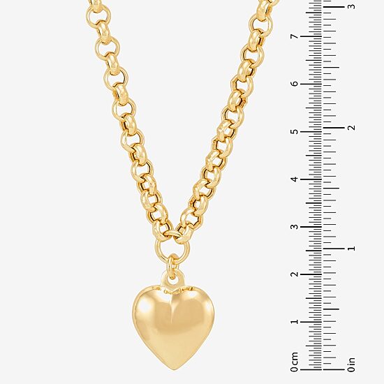 Womens 14K Gold Over Silver Heart 16 Inch Pendant Necklace