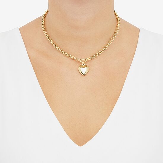 Womens 14K Gold Over Silver Heart 16 Inch Pendant Necklace