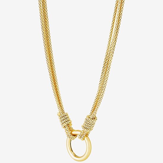 Womens 14K Gold Over Silver Circle Round 16 Inch Pendant Necklace