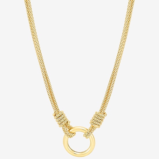 Womens 14K Gold Over Silver Circle Round 16 Inch Pendant Necklace