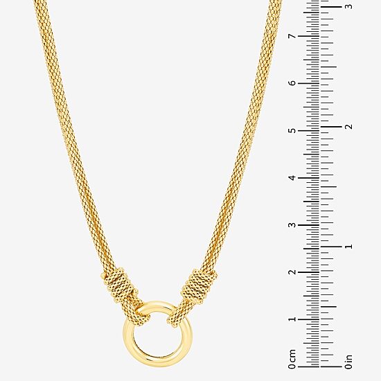 Womens 14K Gold Over Silver Circle Round 16 Inch Pendant Necklace