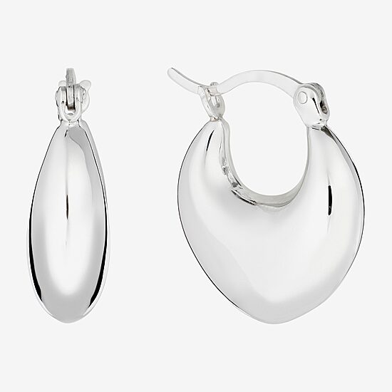 Womens Sterling Silver 19.8mm Hoop Earrings