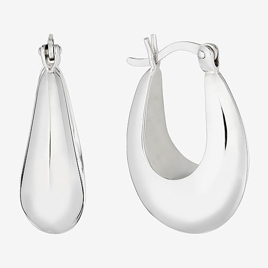 Womens Sterling Silver 22.8mm Hoop Earrings