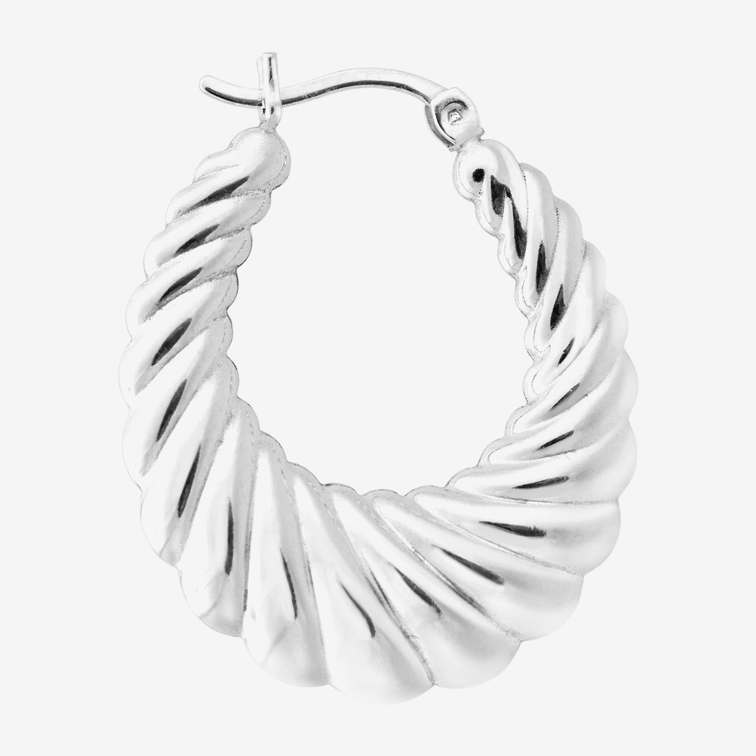 Womens Sterling Silver 30.2mm Hoop Earrings