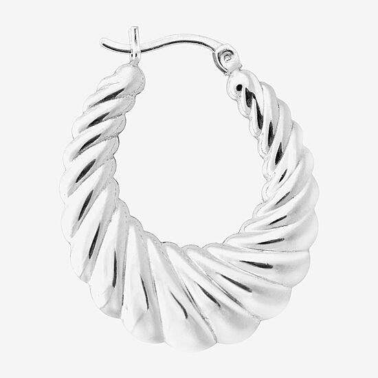 Womens Sterling Silver 30.2mm Hoop Earrings