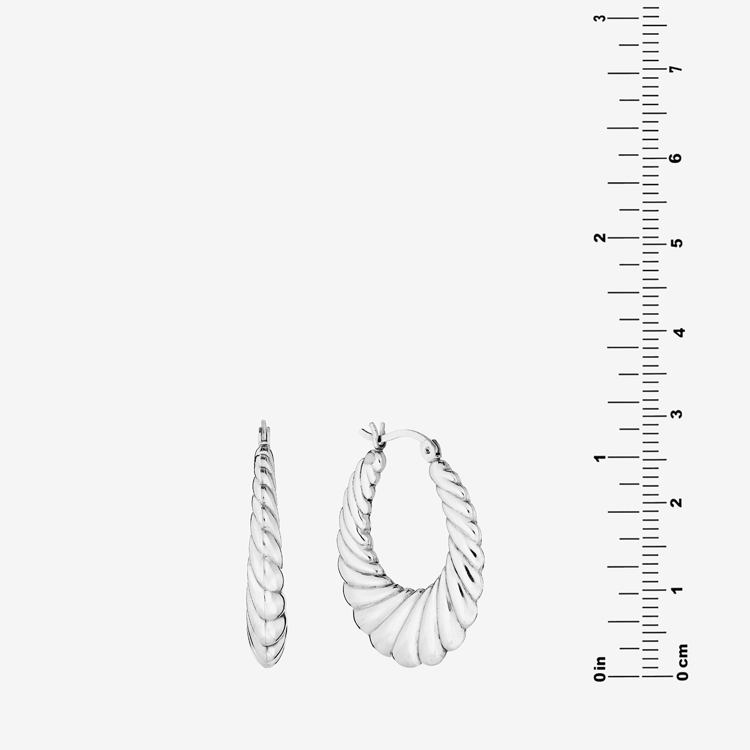 Womens Sterling Silver 30.2mm Hoop Earrings