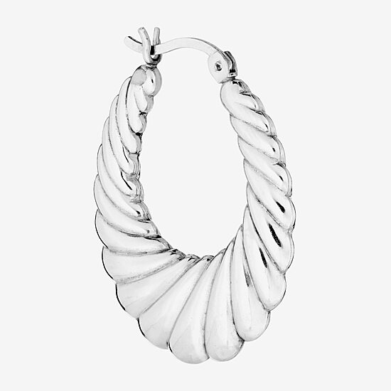 Womens Sterling Silver 30.2mm Hoop Earrings