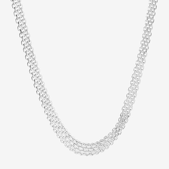 Athra Sterling Silver 18 Inch Solid Bismark Chain Necklace
