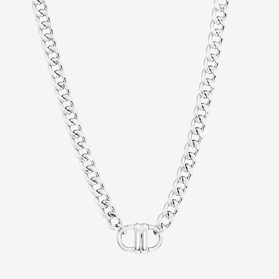 Womens Sterling Silver 18 Inch Curb Chain Necklace