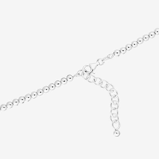 Womens Sterling Silver 18 Inch Beaded Necklace