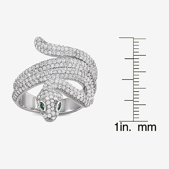 Womens 3 CT. T.W. Cubic Zirconia Sterling Silver Snake Cocktail Ring