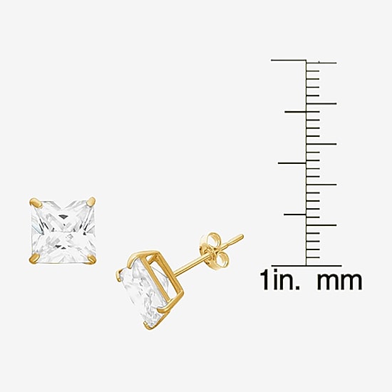 DiamonArt® 1 1/2 CT. T.W. White Cubic Zirconia 10K Gold Over Silver Square Stud Earrings