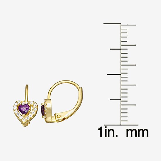 Girls 1/2 CT. Purple Cubic Zirconia 14K Gold Over Silver 7mm Hoop Earrings