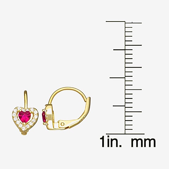Girls 1/2 CT. Red Cubic Zirconia 14K Gold Over Silver 7mm Hoop Earrings
