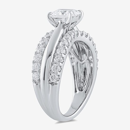 (I / I2) Womens 2 CT. T.W. Lab Grown White Diamond 10K Gold Engagement Ring
