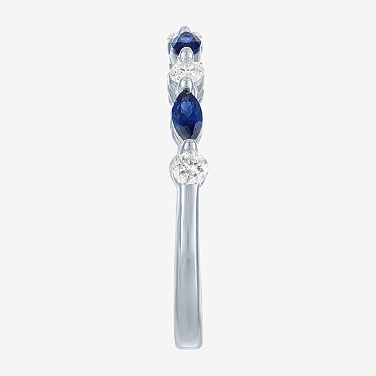 Modern Bride Gemstone (G-H/Si2-I1) Womens 1/4 CT. T.W. Lab Grown Blue Sapphire 10K Gold Wedding Band