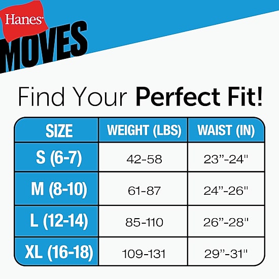 Hanes Moves Little & Big Kid Boys 5 Pack Boxer Briefs Bux88f