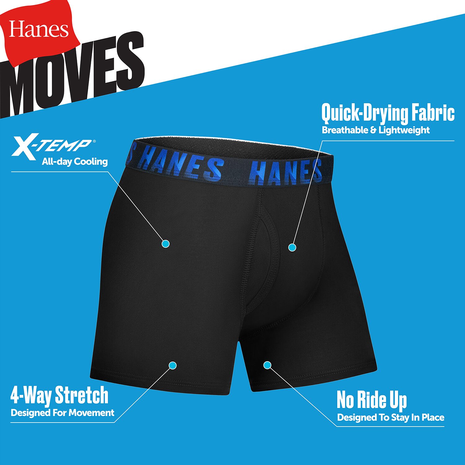 Hanes Moves Stretch Little & Big Kid Boys 5 Pack Boxer Briefs Bu9xb5