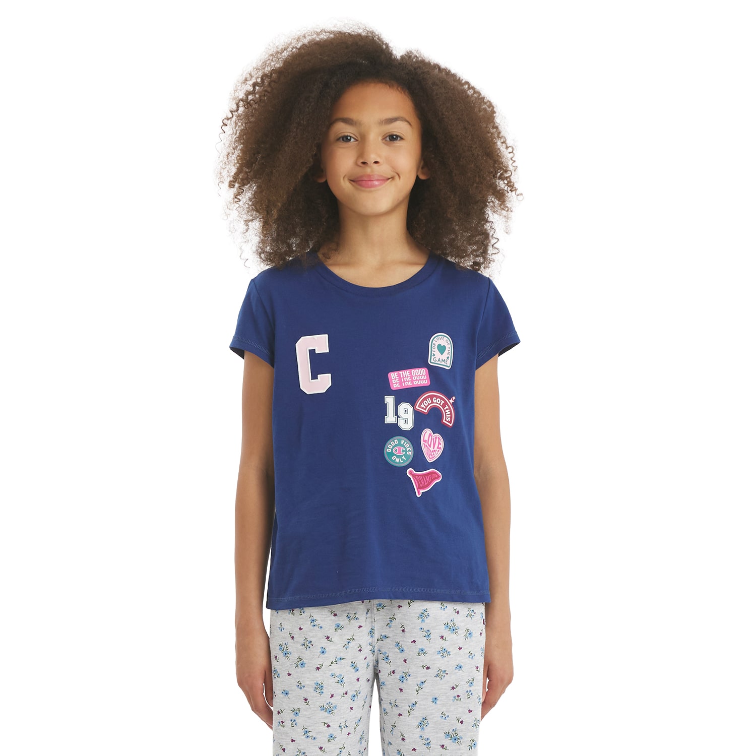 Champion Big Kid Girls Crew Neck Short Sleeve Classic Fit Graphic T-Shirt