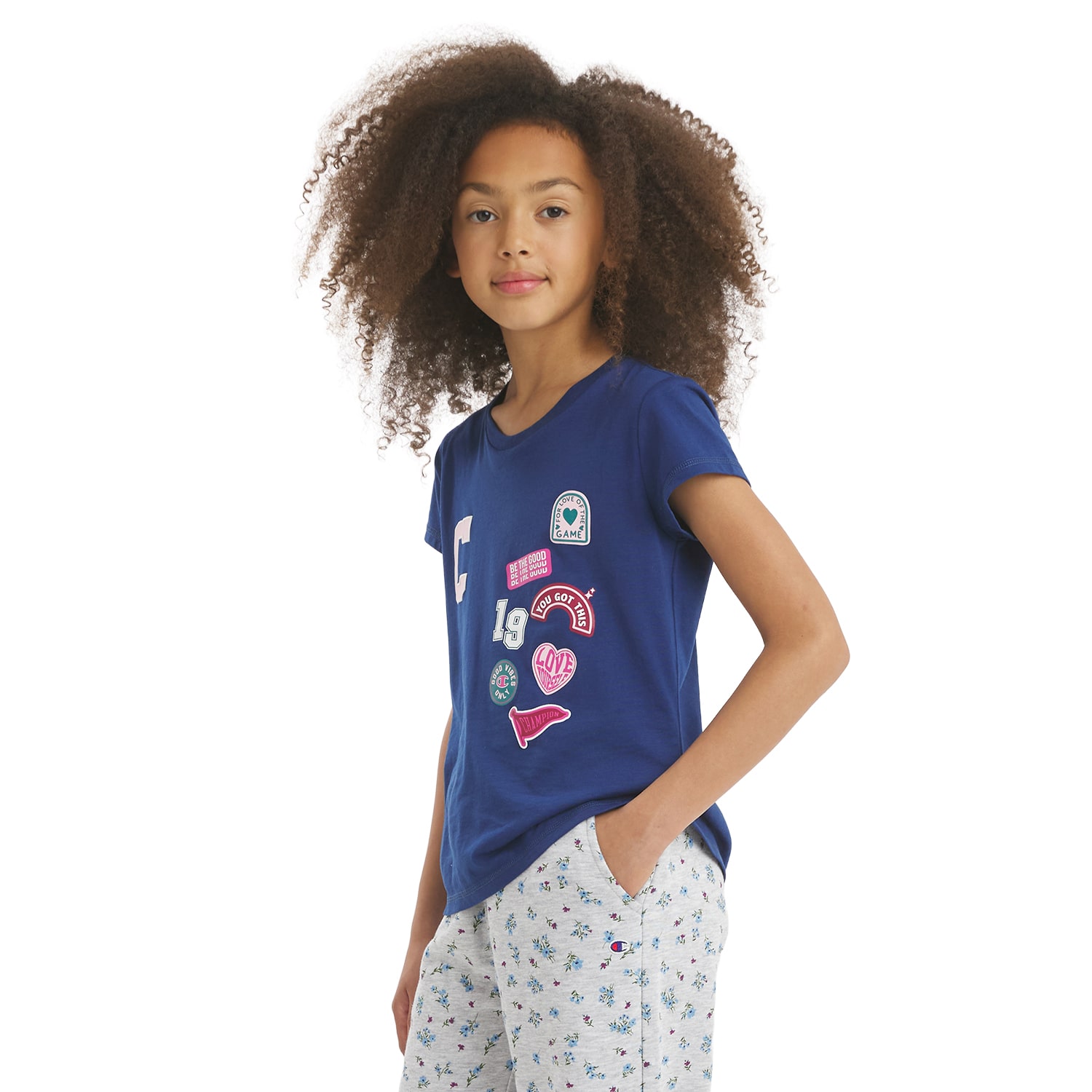 Champion Big Kid Girls Crew Neck Short Sleeve Classic Fit Graphic T-Shirt