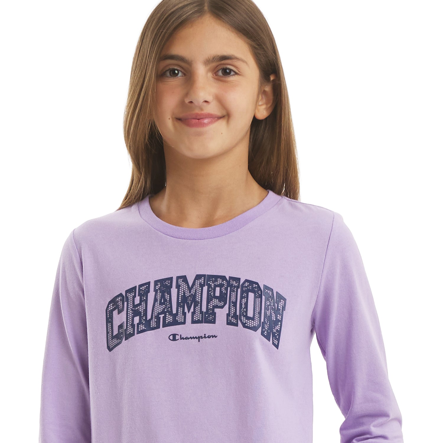 Champion Big Kid Girls Crew Neck Long Sleeve Classic Fit Graphic T-Shirt
